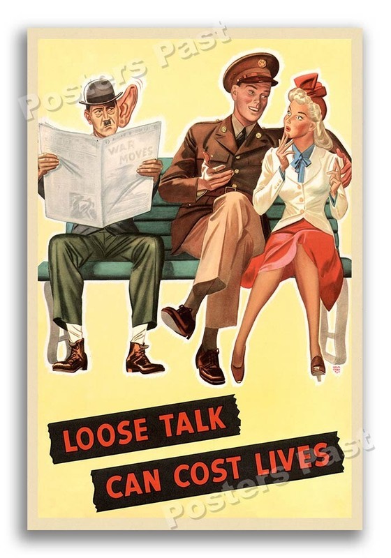 “Loose Talk Can Cost Lives” 1942 Vintage Style World War 2 Poster – 24×36