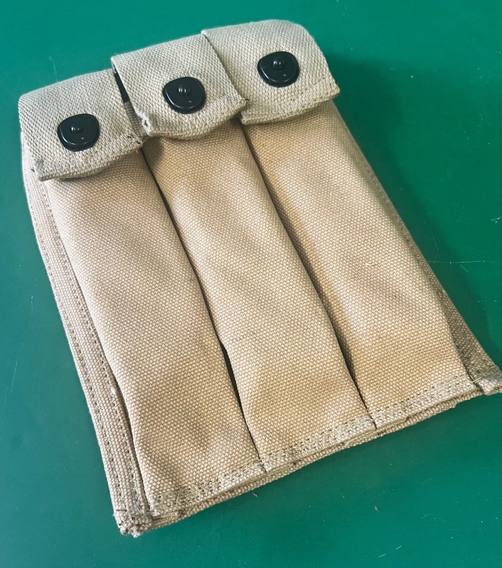 U.S. MODEL THOMPSON KHAKI 3 CELL AMMO POUCH 1943