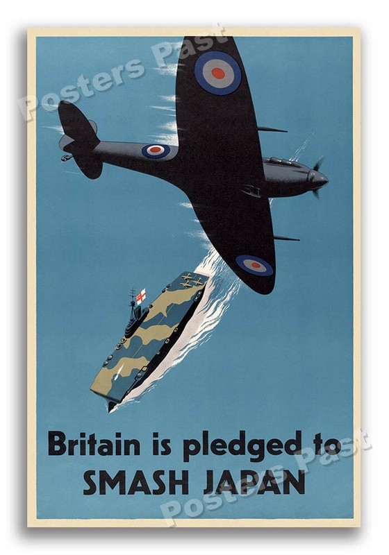 1945 “Britain is pledged to Smash Japan” Vintage Style WW2 Poster - 24x36