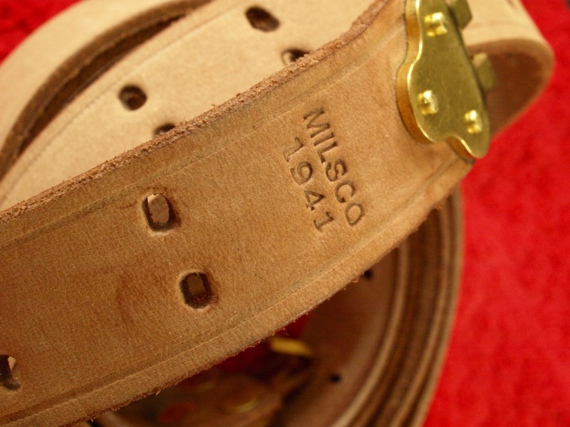 WW2 sling M1907 repro MILSCO 1941 natural finish brass ftgs. straight hooks gallery