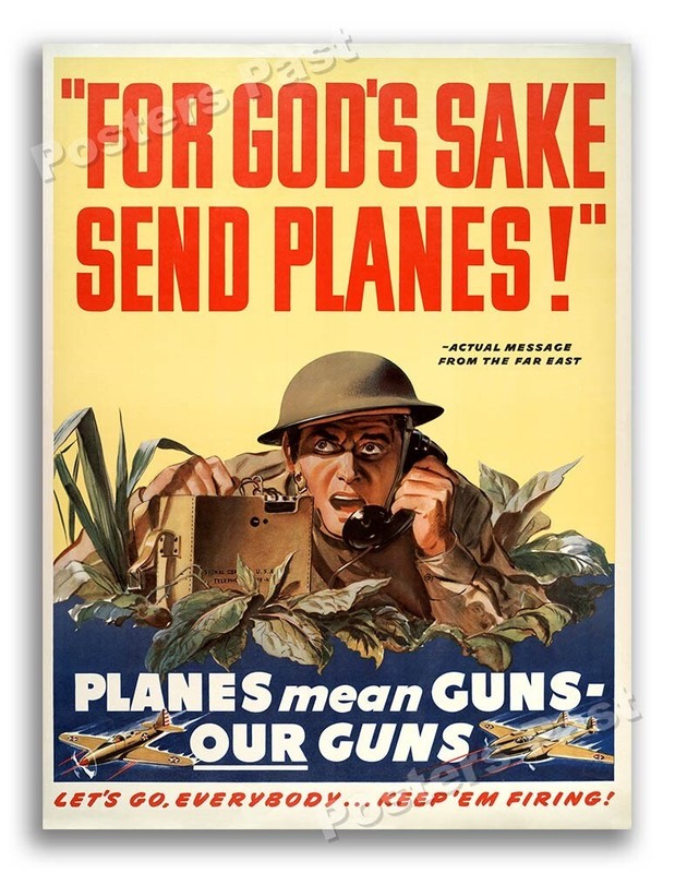 “For God's Sake Send Planes!” Vintage Style 1942 World War 2 Poster - 24x32