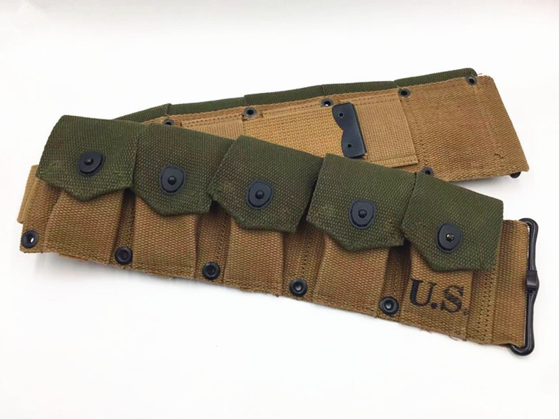 WW2 US ARMY M-1923 CARTRIDGE SOLDIER MILITARY EQUIPMENT 10 POUCH BELT gallery