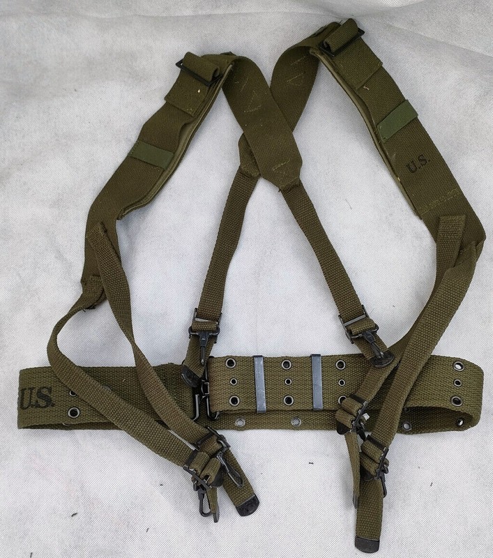 VIETNAM WAR KOREAN WAR WW2 US ARMY M1945 FIELD EQUIPMENT X SUSPENDERS & BELT