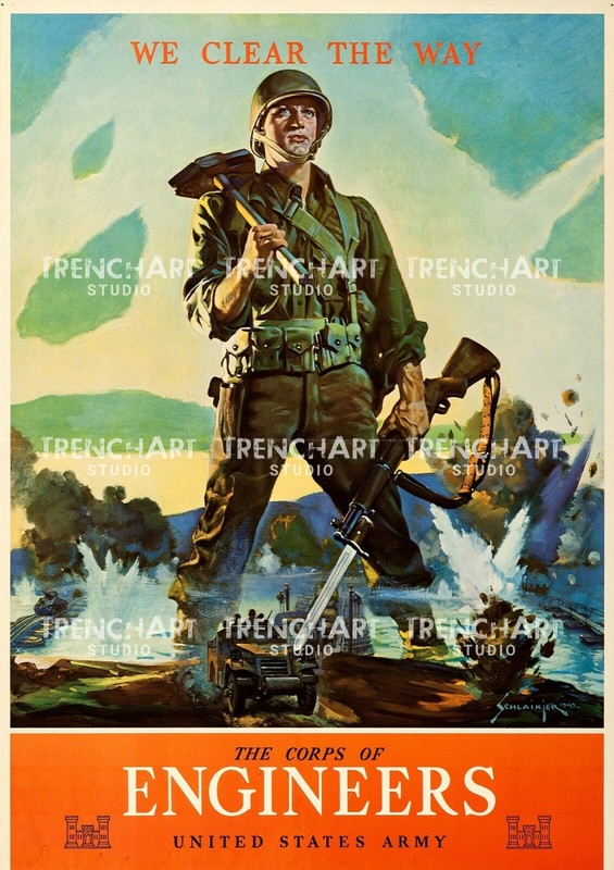 Propaganda Poster Print WW2 WWII Corps Engineers United States Army wall art war