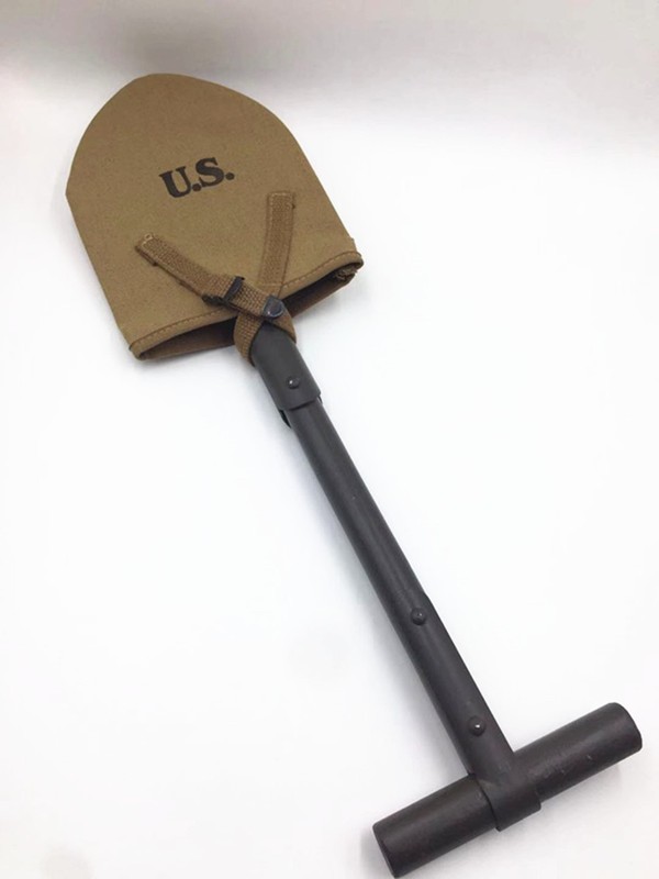 WW2 US ARMY USMC M1910 T-HANDLE SHOVEL Length 53cm With Khaki Cover gallery