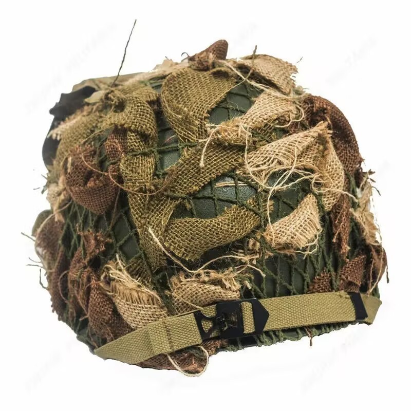 Paratrooper helmet camouflage linen strip three color mesh cover