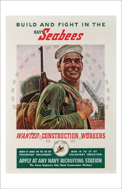MILITARY – WW2 – SEABEES – BUILD AND FIGHT IN THE NAVY SEABEES – REPRINT