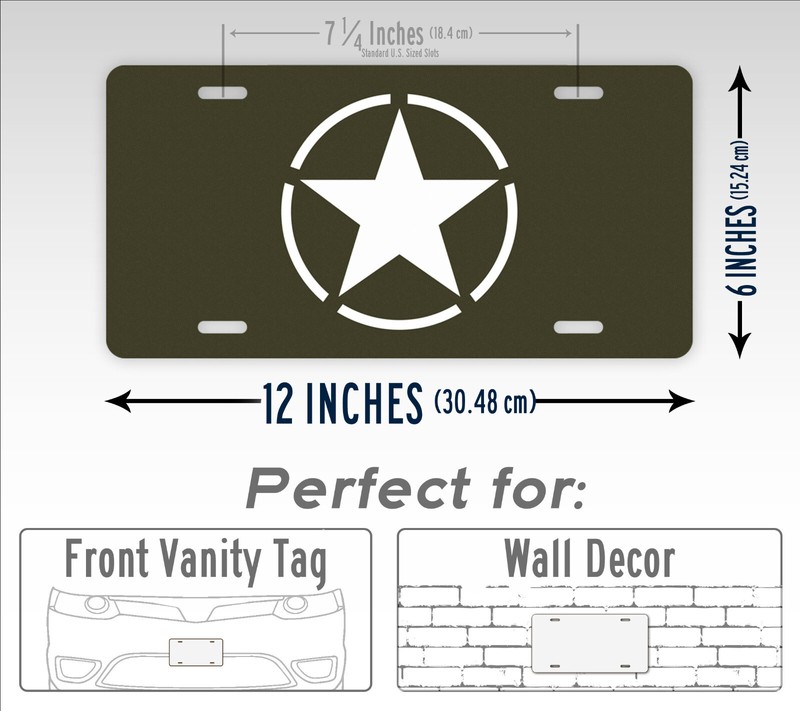 World War II White Star & Circle Emblem Insignia Vintage License Plate WW2 Tag gallery