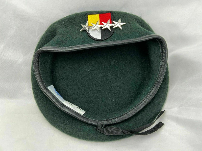 7-3/8 US ARMY 3TH SPECIAL FORCES GROUP BLACKISH GREEN 4 STAR BADGE BERET CAP HAT