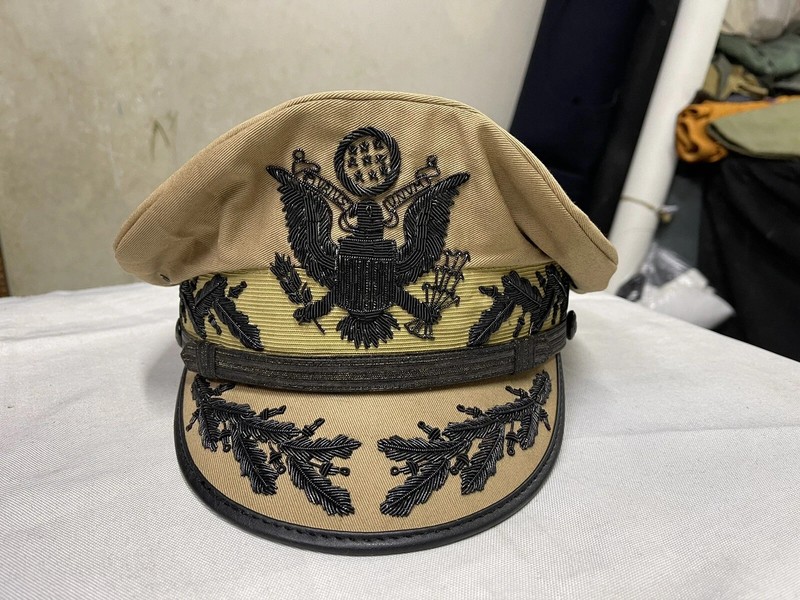 US Army General Douglas MacArthur Cap Khaki Officer Visor Hat Uniform WWII