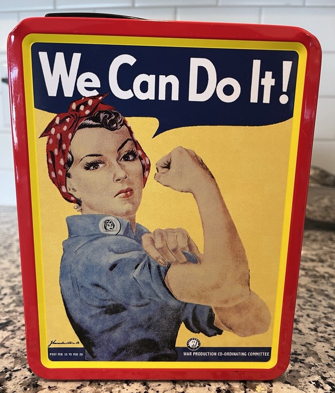 Rosie the Riveter Lunch Box Metal We Can Do It Tin WW2 Vintage Style Watermind