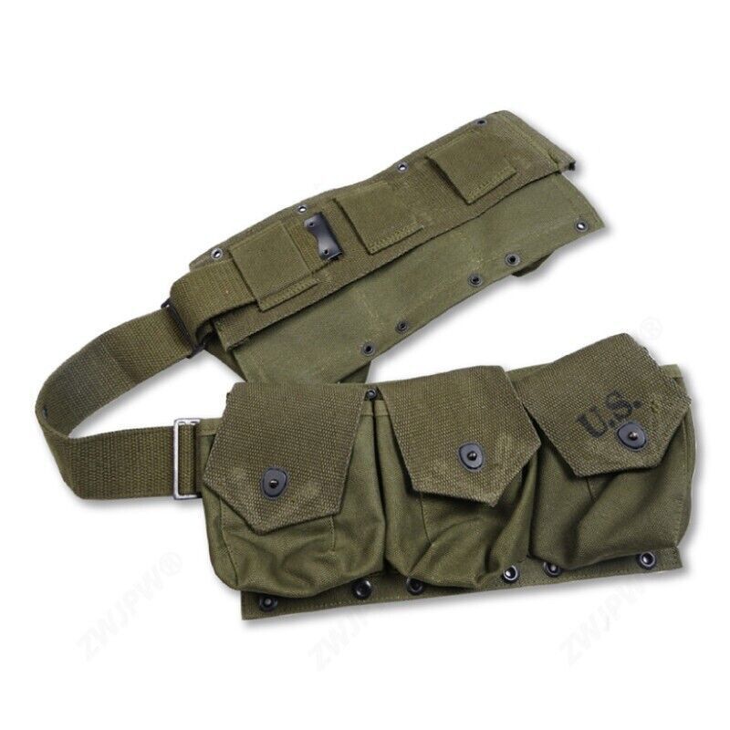 World War II US Army B.A.R. 6 Bags Green Army Money Belt Pack Button Closure gallery