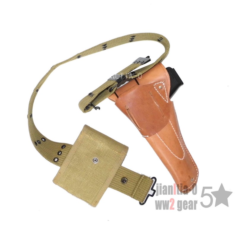 WWII WW2 US ARMY MILITARY 1911 WITH AMMO POUCH WEBBING BELT FULL SET gallery