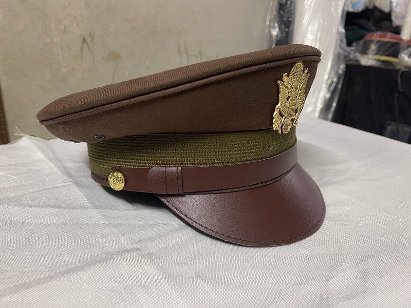 US Army Air Corps Officer Crusher Hat Military Cap With Golden Eagle B gallery