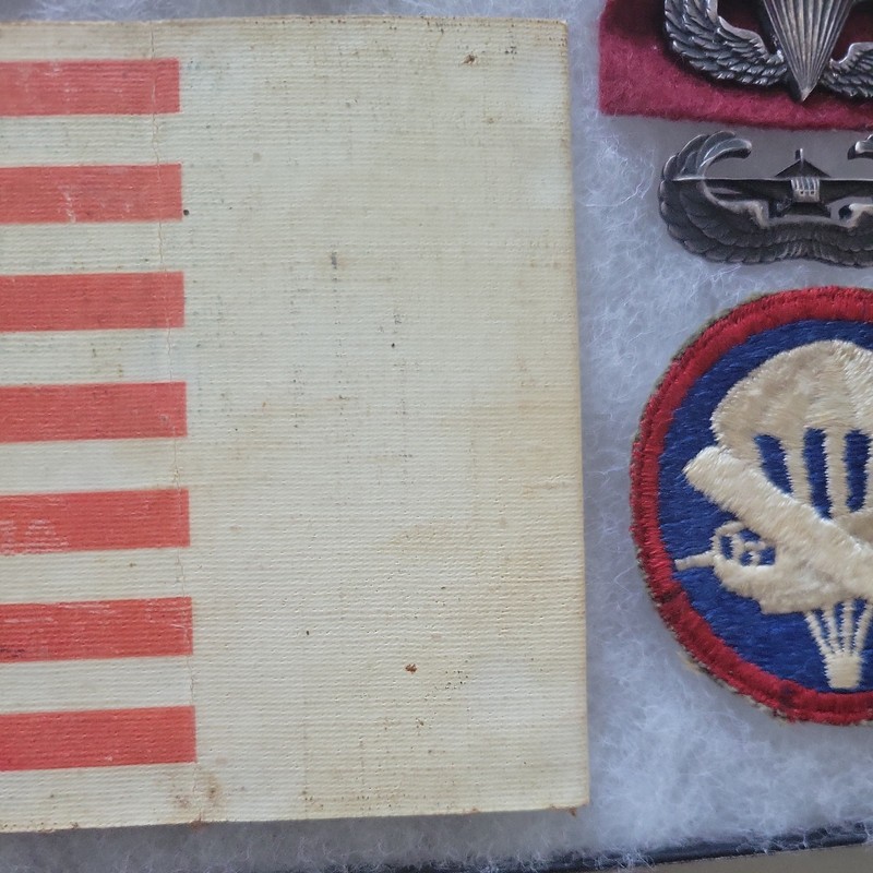 RARE WW2 Invasion Flag Armband ORIGINAL WITH PATCHES AND GLIDER/JUMP WINGS gallery