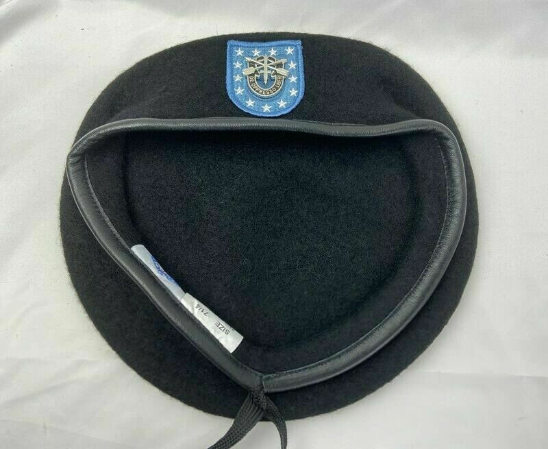 US ARMY INFANTRY REGIMENT BLACK WOOL BERET SPECIAL FORCES MILITARY HAT 7-1/2 gallery