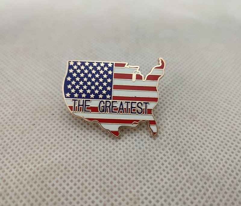 US AMERICA ARMY FLAG MAP MATAL LAPEL PIN BADGE THE GREATEST INSIGNIA