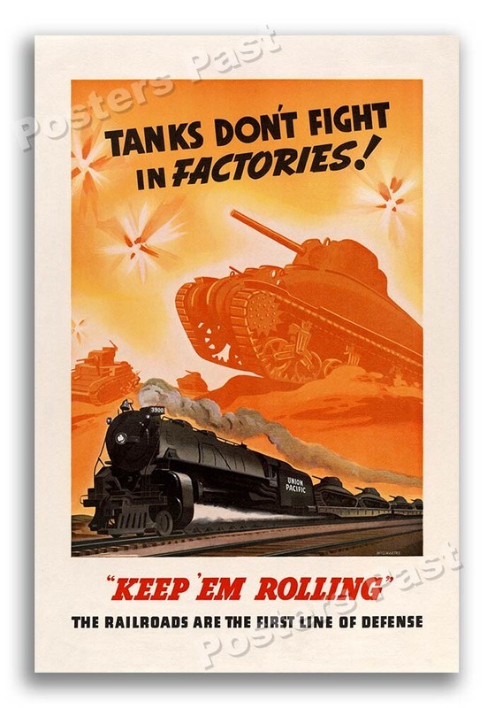 1943 Tanks Don’t Fight in Factories! Vintage Style WW2 Poster – 16×24
