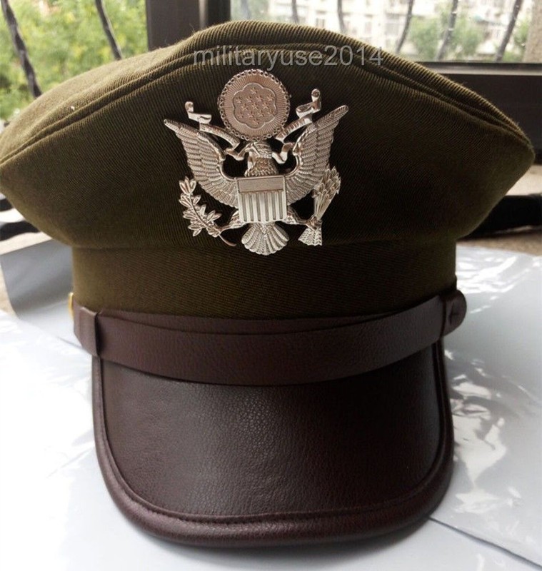 US ARMY AIR CORPS FORCE MILITARY HAT OFFICER WIDE BRIM EAGLE BADGE HAT CAP L gallery