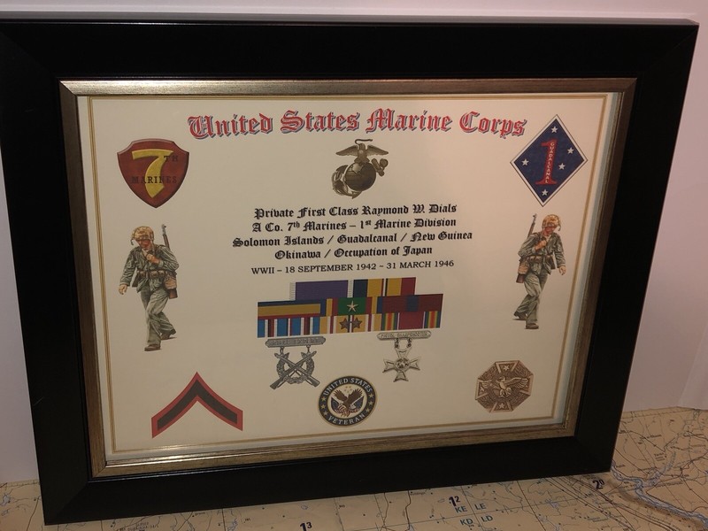 U.S.M.C. - PRIVATE FIRST CLASS E-2 / VETERAN RIBBON RACK PRINT W/AWARDS gallery