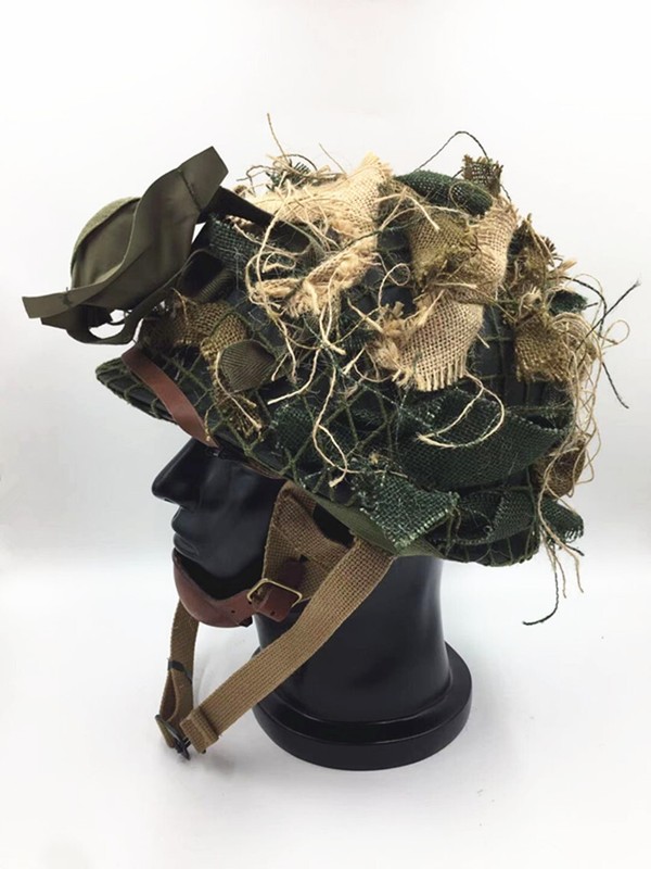 WWII WW2 US ARMY AIRBORNE M1C HELMET CAMOUFLAGE NET SUIT gallery