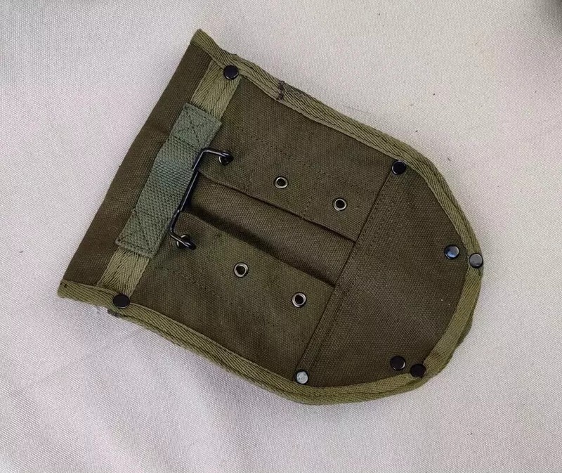 WW2 US ARMY M43 FOLDING SHOVEL HEAD COVER TOOL CARRIER OLIVE COTTON BELT POUCH gallery