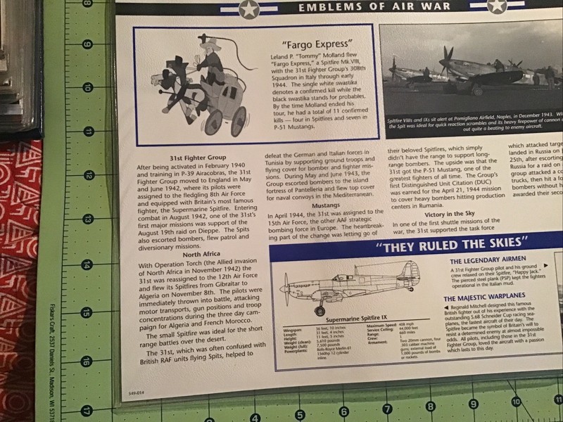 Willabee & Ward Emblems Of Air War WWII Patch 31st Fighter Group + Info Card gallery