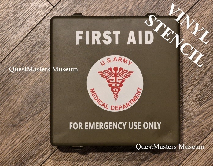 U.S. WWII First Aid Kit, Vehicle, Tank, 1942 Stencil, Stencil 074e