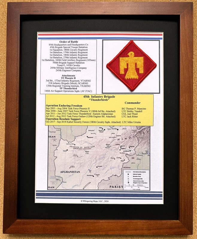 45th Infantry Combat Brigade Patch & History Operation Enduring Freedom 11 x 14