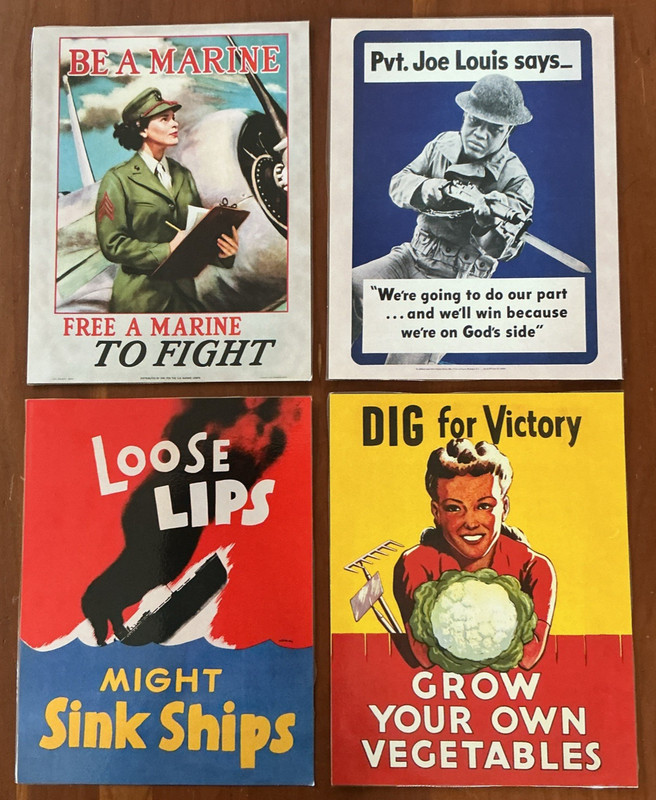 Lot of 4 Laminated WWII Posters 8×10 WW2 (A)
