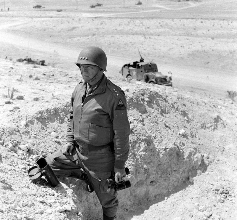 WWII B&W Photo US General George Patton in Tunisia 1943 World War Two WW2 /1296