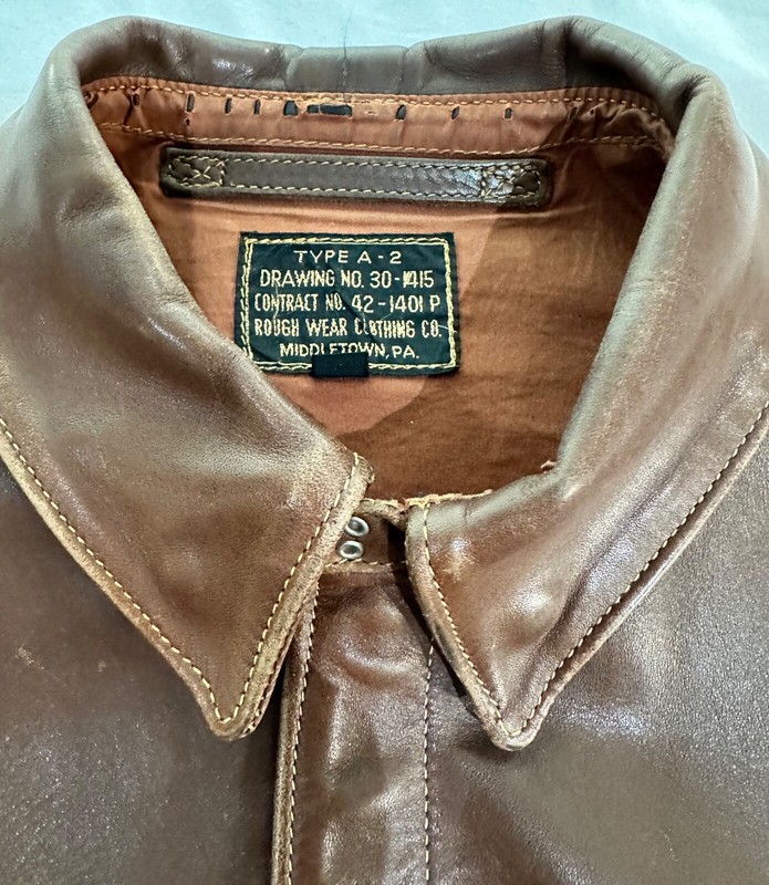 WWII USAAF A-2 Flight Jacket, Rough Wear Clothing Co. Contract 1401-P Exact Copy gallery