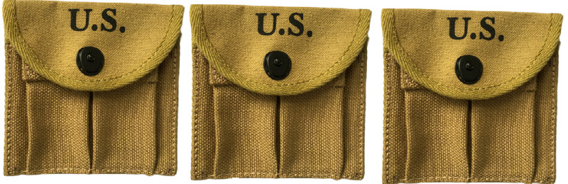 US WWII M1 Carbine Khaki Canvas Ammo Pouches Set of 5 Military Reproduction gallery