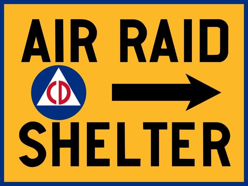 Civil Defense Air Raid Shelter Right New Sign – 18″ x 24″ USA STEEL XL Size