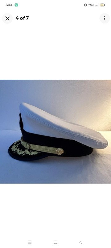 Vintage Military U.S. Navy Senior Officer Uniform White Dress Hat gallery
