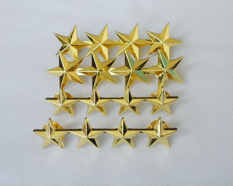 Military Officers 4 Golden Stars Rank insignia Badge Pin Shoulder Collar Badge gallery
