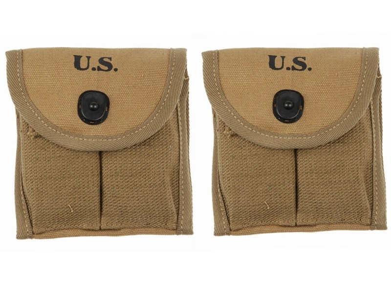 2PCS WWII WW2 US ARMY M1 CARBINE AMMUNITION POUCH CANVAS BAG BUTTSTOCK POUCH