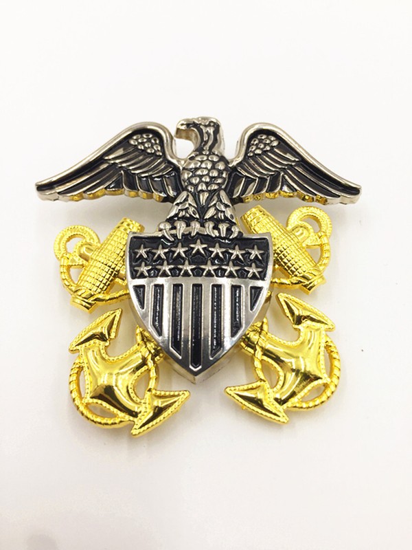 Metal large US Navy Officer Cap Badge Pin gallery