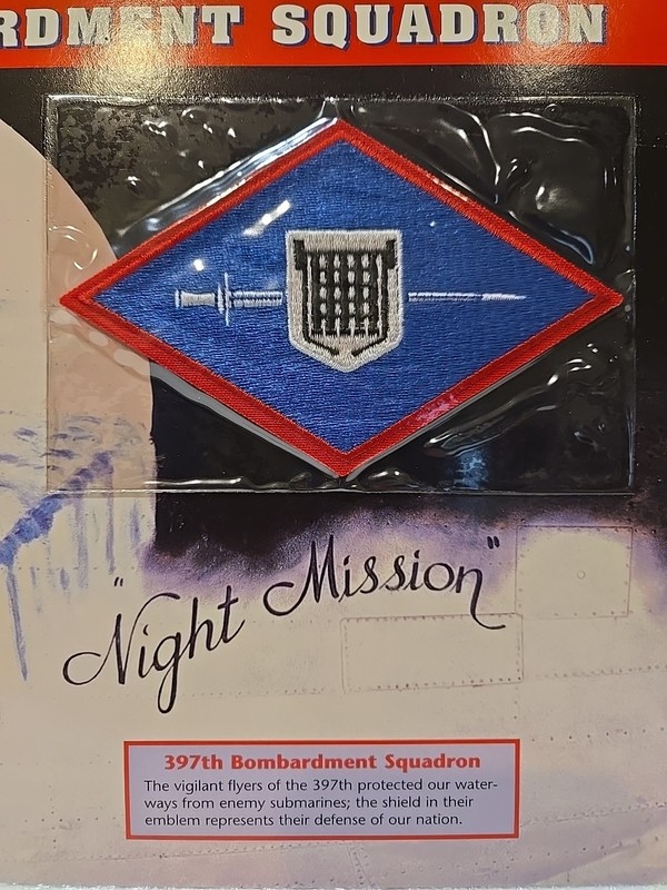 WWII Emblems Of Air War Patch 397th Bombardment Squadron "Night Mission" W&W gallery