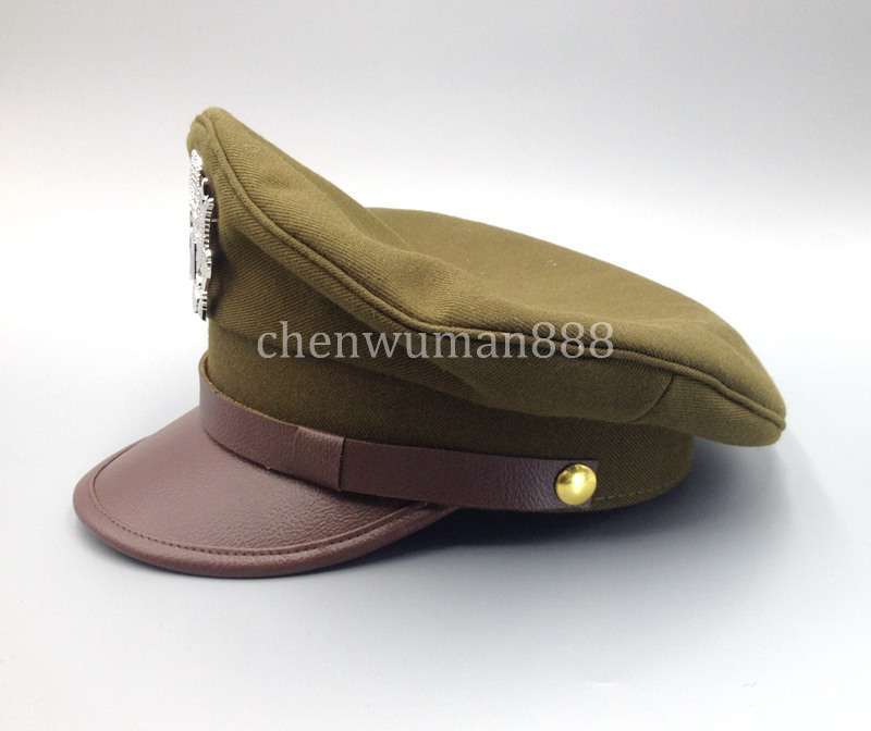 US ARMY AIR CORPS FORCE MILITARY HAT OFFICER WIDE BRIM EAGLE BADGE HAT CAP -M gallery
