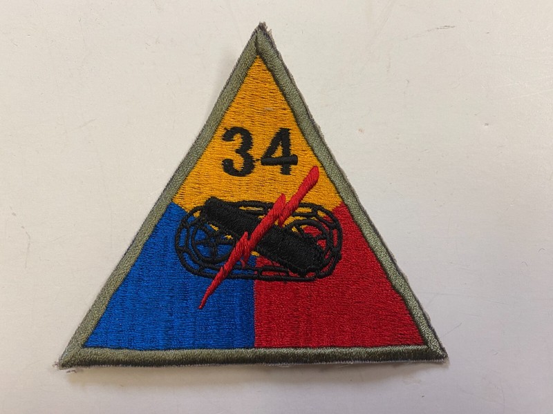 F0169 Repro WW2 US Army Armored Tank Battalion Triangle 34th IR44E