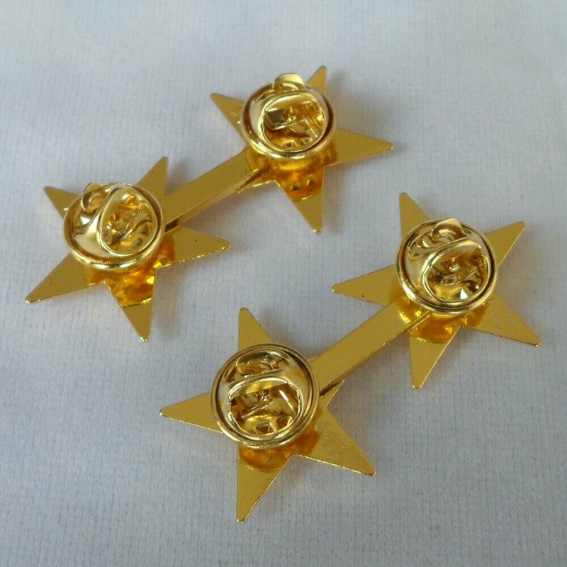 Pair of WW2 US ARMY Officer Two-star Badge for Cap and Shoulder Collar Lapel Pin gallery