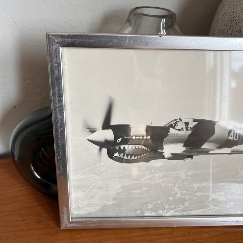 WWII Curtiss P-40 Warhawk Shark Mouth Fighter Photo Framed 8.5x10.5 Vintage gallery