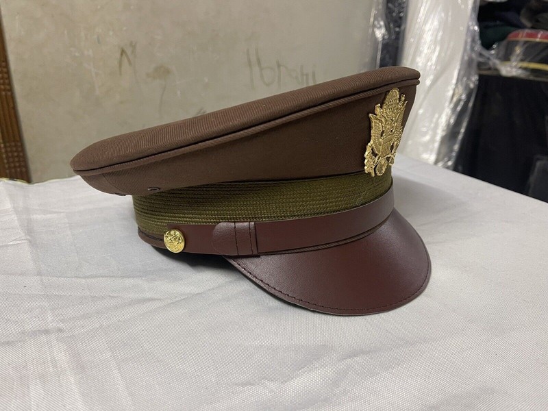 US Army Air Corps Officer Crusher Hat Military Cap With Golden Eagle B gallery