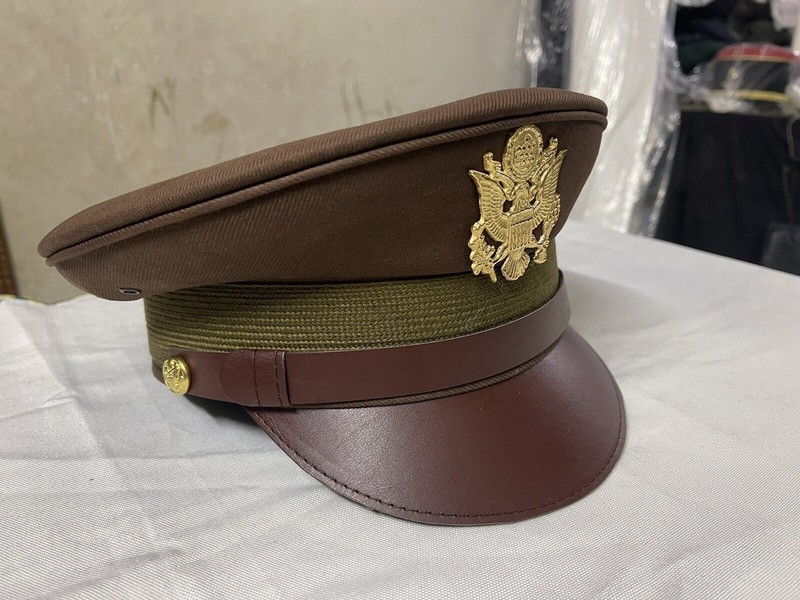US Army Air Corps Officer Crusher Hat Military Cap With Golden Eagle B gallery