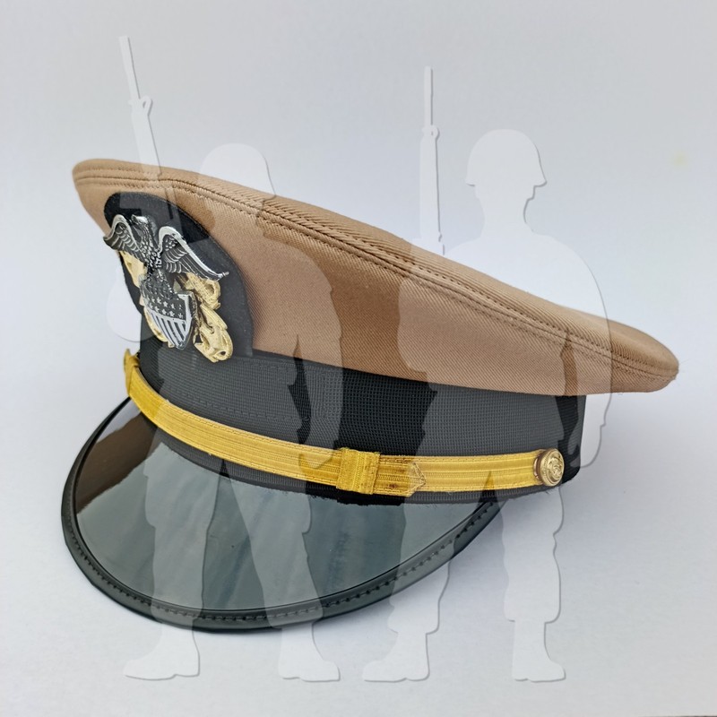 WW2 US Navy Officer Visor Cap US Navy Commander's Hat with Cotton Khaki cover gallery