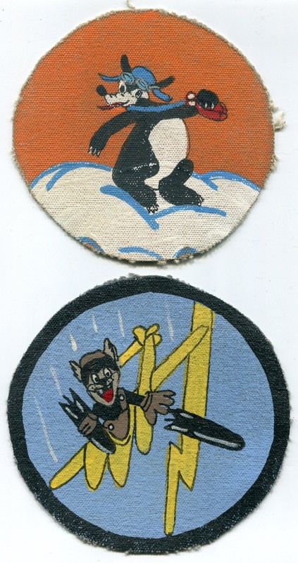 Four USAAF WWII Patches - RKO Movie Studio Patches - Hand Painted on Canvas. gallery