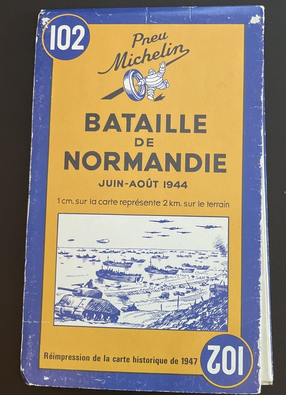 BATTLE OF NORMANDY – MAP BY MICHELIN TIRES Vintage reprint of 1947 map #102