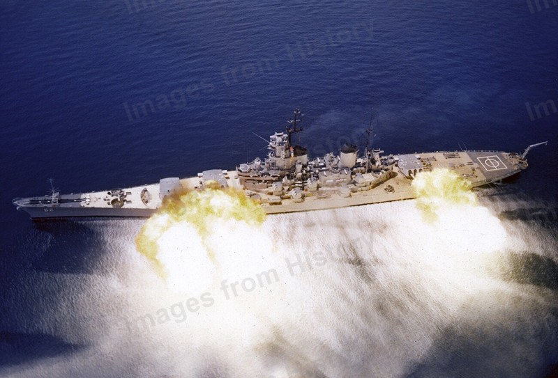 8x10 Print USS New Jersey (BB-62) Iowa-class battleship Firing Cannons #5502063A