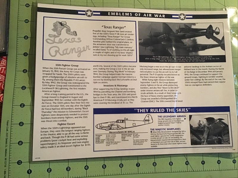 Willabee & Ward Emblems Of Air War WWII Patch 55th Fighter Group + Info Card gallery